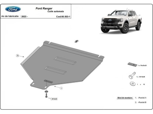 Ocelový kryt převodovky automat Ford Ranger (2023-2025)Ford Ranger