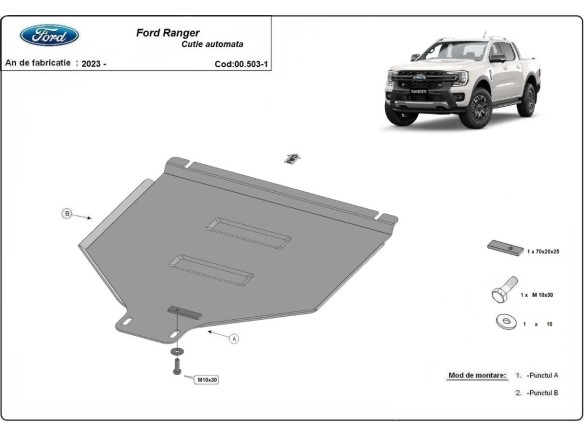 Ocelový kryt převodovky automat Ford Ranger (2023-2025)Ford Ranger