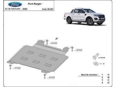 Ocelový kryt převodovky Ford Ranger (2020-2023)
