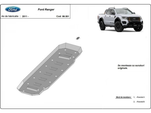Ocelový kryt palivové nádrže Ford Ranger (2011-2023)Ford Ranger