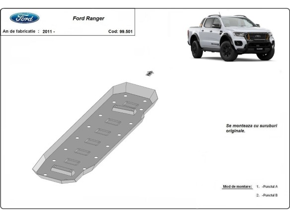 Ocelový kryt palivové nádrže Ford Ranger (2011-2023)Ford Ranger