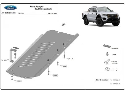 Ocelový kryt DPF Ford Ranger (2020-2023) 2