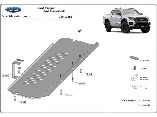 Ocelový kryt DPF Ford Ranger (2020-2023)Ford Ranger