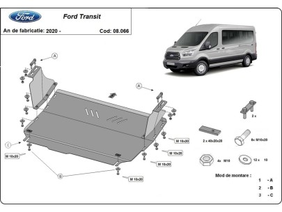 Ocelový kryt motoru Ford Transit - FWD (2020-2025) 2