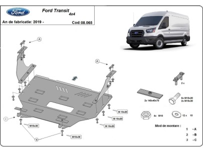 Ocelový kryt motoru Ford Transit - 4x4 (2013-2023)