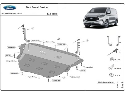 Ocelový kryt motoru Ford Transit Custom (2023-2026) 2