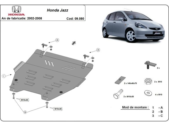 Ocelový kryt motoru Honda Jazz (2002-2008)Honda Jazz