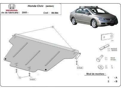 Ocelový kryt motoru Honda Civic (berlin) (2005-2015) 2