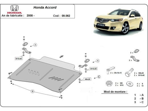 Ocelový kryt motoru Honda Accord (2008-2012)Honda Accord
