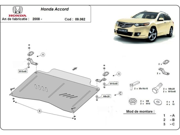 Ocelový kryt motoru Honda Accord (2008-2012)Honda Accord