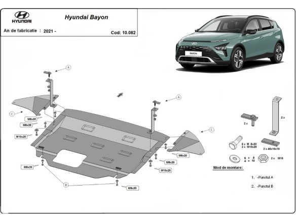 Ocelový kryt motoru Hyundai Bayon (2021-2025)Hyundai Bayon