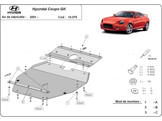 Ocelový kryt motoru Hyundai Coupé Gk (2001-2010)Hyundai Coupe