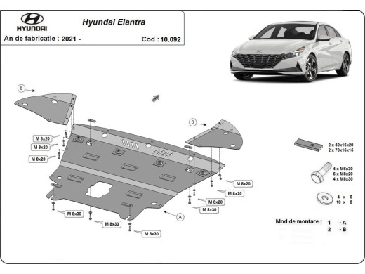 Ocelový kryt motoru Hyundai Elantra (2021-2025)Hyundai Elantra