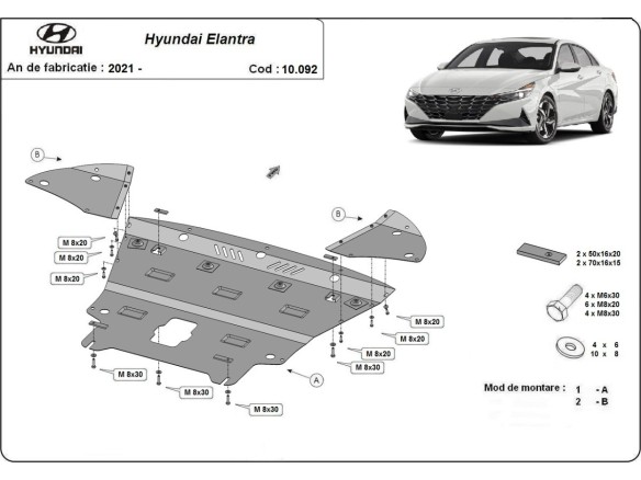 Ocelový kryt motoru Hyundai Elantra (2021-2025)Hyundai Elantra