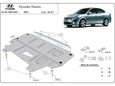Ocelový kryt motoru Hyundai Elantra 1 (2007-2011) 2
