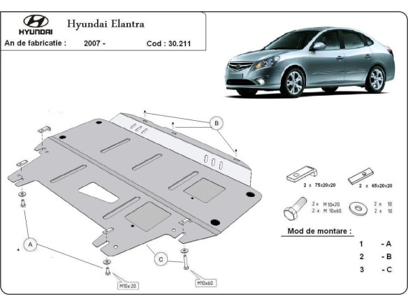 Ocelový kryt motoru Hyundai Elantra 1 (2007-2011)Hyundai Elantra