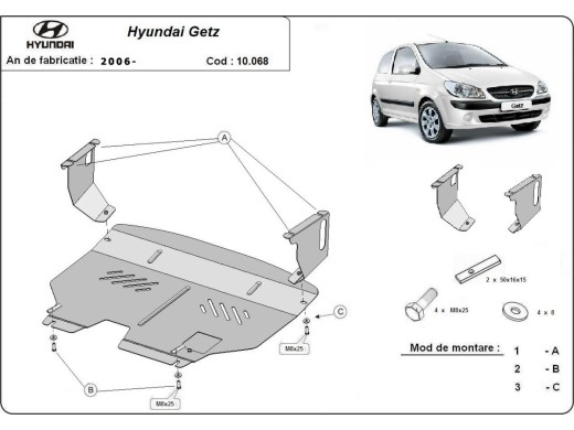Ocelový kryt motoru Hyundai Getz (2006-2010)Hyundai Getz