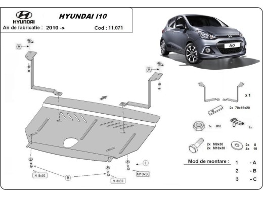 Ocelový kryt motoru Hyundai i10 (2012-2017)Hyundai i10
