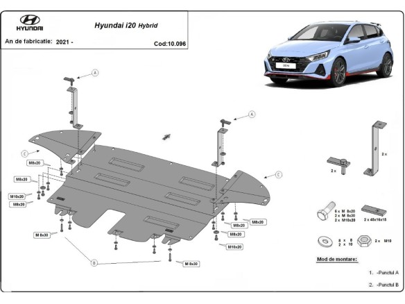 Ocelový kryt motoru Hyundai i20 Hybrid (2021-2025)Hyundai i20