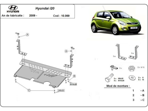 Ocelový kryt motoru Hyundai i 20 (2009-2014)Hyundai i20