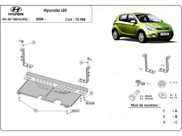 Ocelový kryt motoru Hyundai i 20 (2009-2014)Hyundai i20