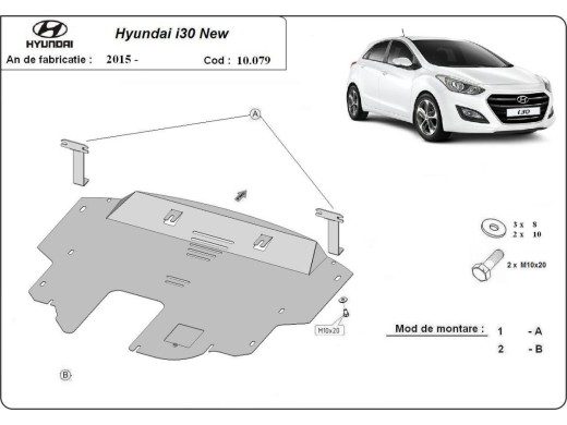Ocelový kryt motoru Hyundai I30 (2015-2016)Hyundai i30
