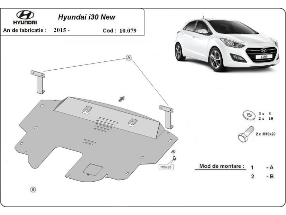 Ocelový kryt motoru Hyundai I30 (2015-2016)Hyundai i30