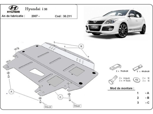 Ocelový kryt motoru Hyundai I30 (2007-2011)Hyundai i30