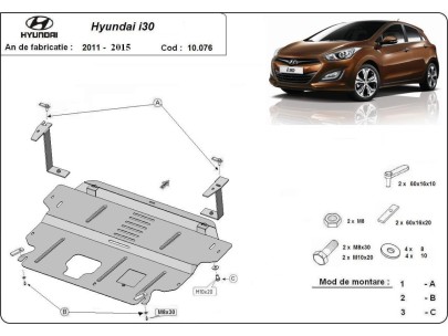 Ocelový kryt motoru Hyundai i30 (2011-2014) 2