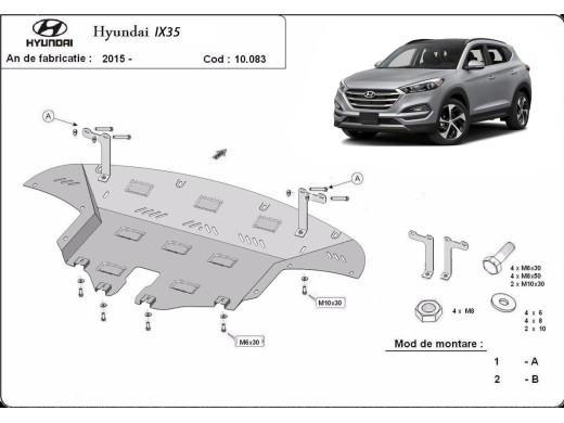 Ocelový kryt motoru Hyundai IX35 (2015-2020)Hyundai IX35