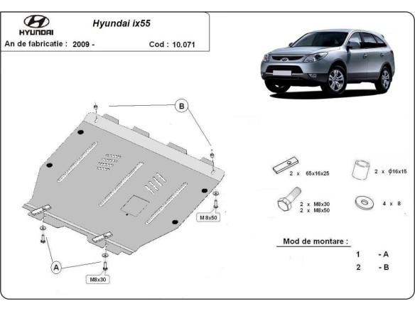 Ocelový kryt motoru Hyundai ix55 (2009-2015)Hyundai ix55