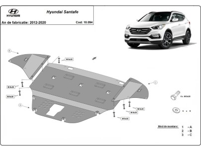 Ocelový kryt motoru Hyundai Santa Fe (-)