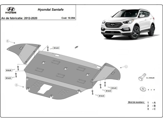 Ocelový kryt motoru Hyundai Santa Fe (-)Hyundai Santa Fe