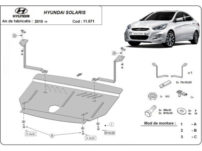 Ocelový kryt motoru Hyundai Solaris (2010-2018) 2