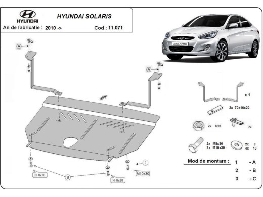 Ocelový kryt motoru Hyundai Solaris (2010-2018)Hyundai Solaris