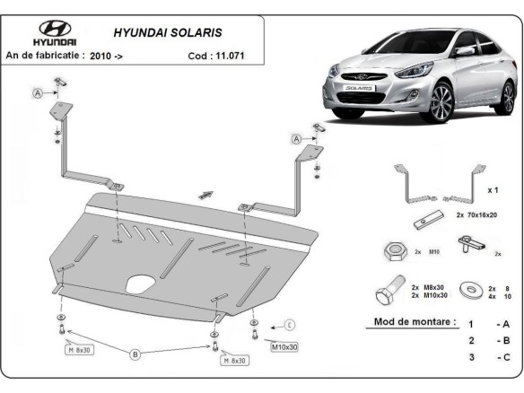 Ocelový kryt motoru Hyundai Solaris (2010-2018)Hyundai Solaris
