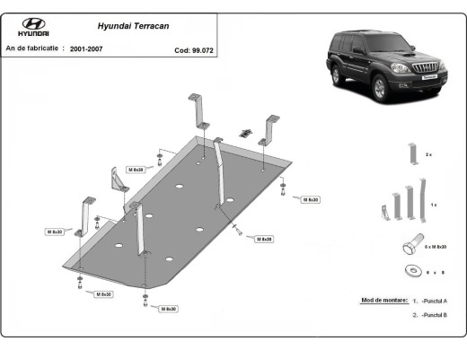 Ocelový kryt palivové nádrže Hyundai Terracan (2001-2007)Hyundai Terracan