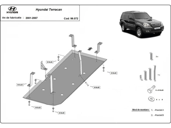 Ocelový kryt palivové nádrže Hyundai Terracan (2001-2007)Hyundai Terracan