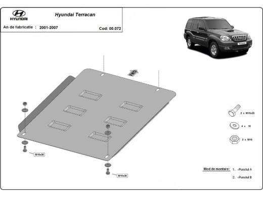 Ocelový kryt převodovky Hyundai Terracan (2001-2007)Hyundai Terracan