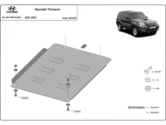 Ocelový kryt převodovky Hyundai Terracan (2001-2007)Hyundai Terracan