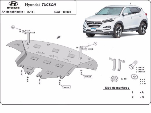 Ocelový kryt motoru Hyundai Tucson (2015-2020)Hyundai Tucson
