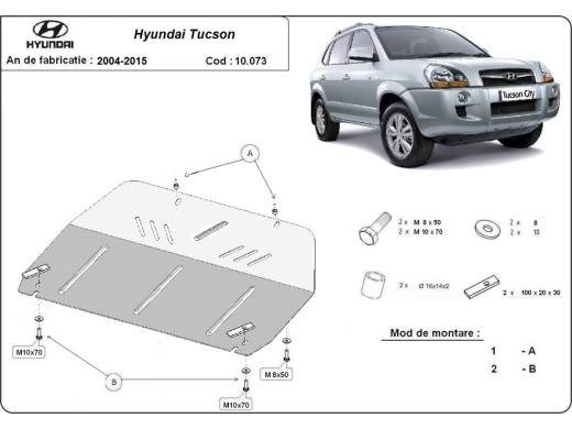 Ocelový kryt motoru Hyundai Tucson (2004-2015)Hyundai Tucson