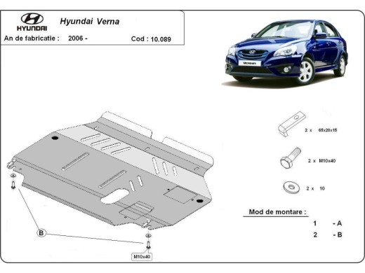 Ocelový kryt motoru Hyundai Verna (2005-2010)Hyundai Verna
