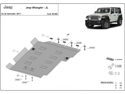 Ocelový kryt převodovky Jeep Wrangler - JL (2017-2026) 2