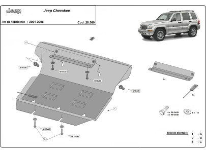 Ocelový kryt motoru Jeep Cherokee - KJ (2001-2008) 2