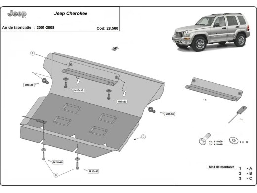 Ocelový kryt motoru Jeep Cherokee - KJ (2001-2008)Jeep Cherokee