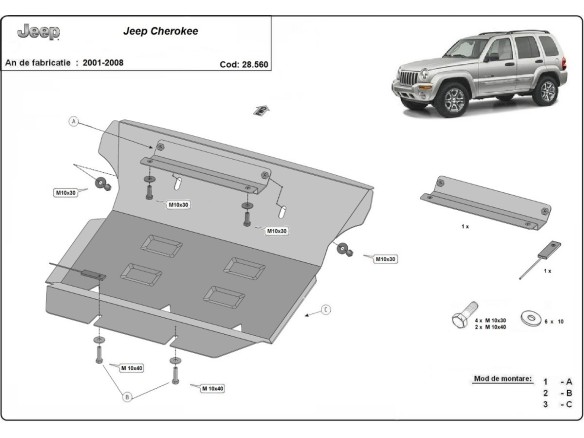 Ocelový kryt motoru Jeep Cherokee - KJ (2001-2008)Jeep Cherokee