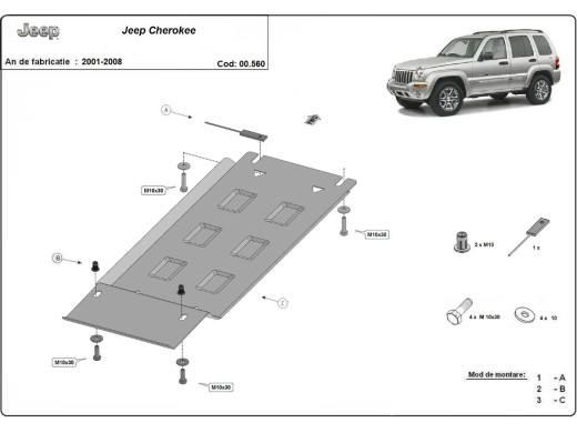 Ocelový kryt převodovky Jeep Cherokee - KJ (2001-2008)Jeep Cherokee