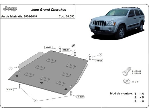 Ocelový kryt převodovky Jeep Grand Cherokee (2005-2010)Jeep Grand Cherokee