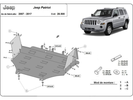 Ocelový kryt motoru Jeep Patriot (2007-2017)Jeep Patriot